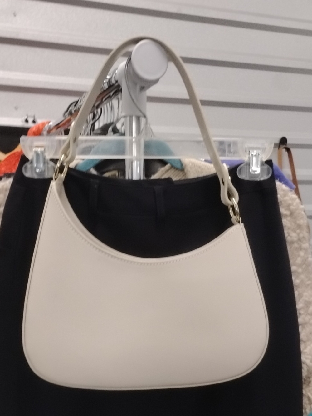 Cream Shoulder Bag with Gold Hardware